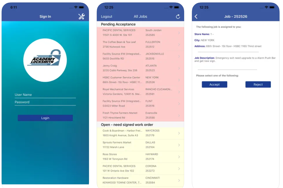 I had an excellent opportunity to design and develop Academy Skynet for Android and iOS .
									Allows users to seamlessly receive work orders, organize them, and process them. Users can notify Academy when to expect them onsite, when the job is complete, and submit all requisite 'paperwork' right within the app.