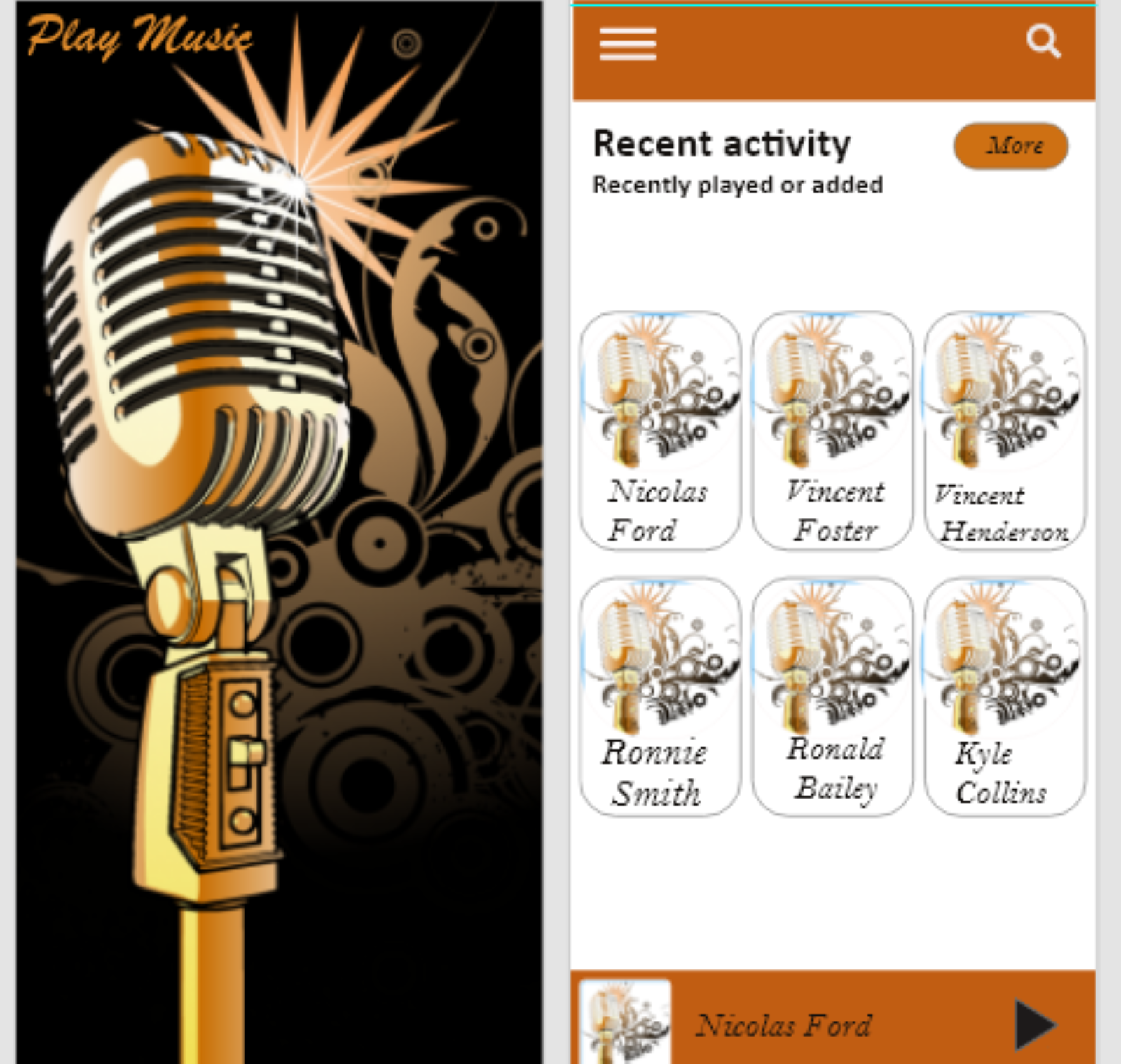Created the Frontend design of Play Music application Android and Ios.